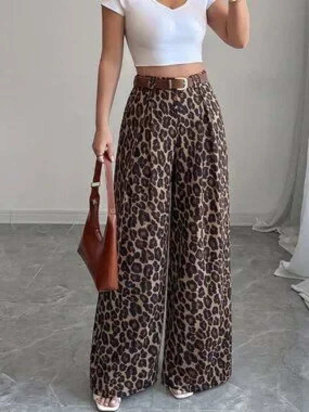 ZARA Multicolor Casual Women's High-Waist Polka Dot Loose Wide Leg Pants